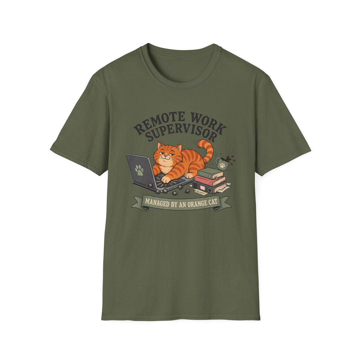 Remote Work Supervisor, Managed By An Orange Cat T-Shirt