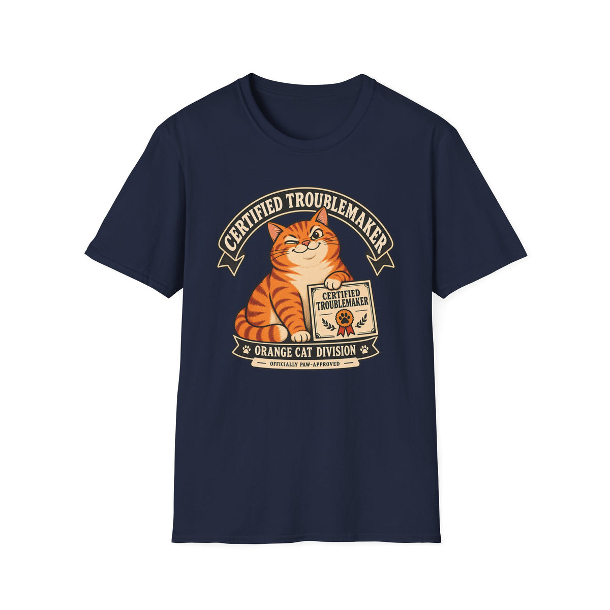 Certified Troublemaker Orange Cat Division T-Shirt