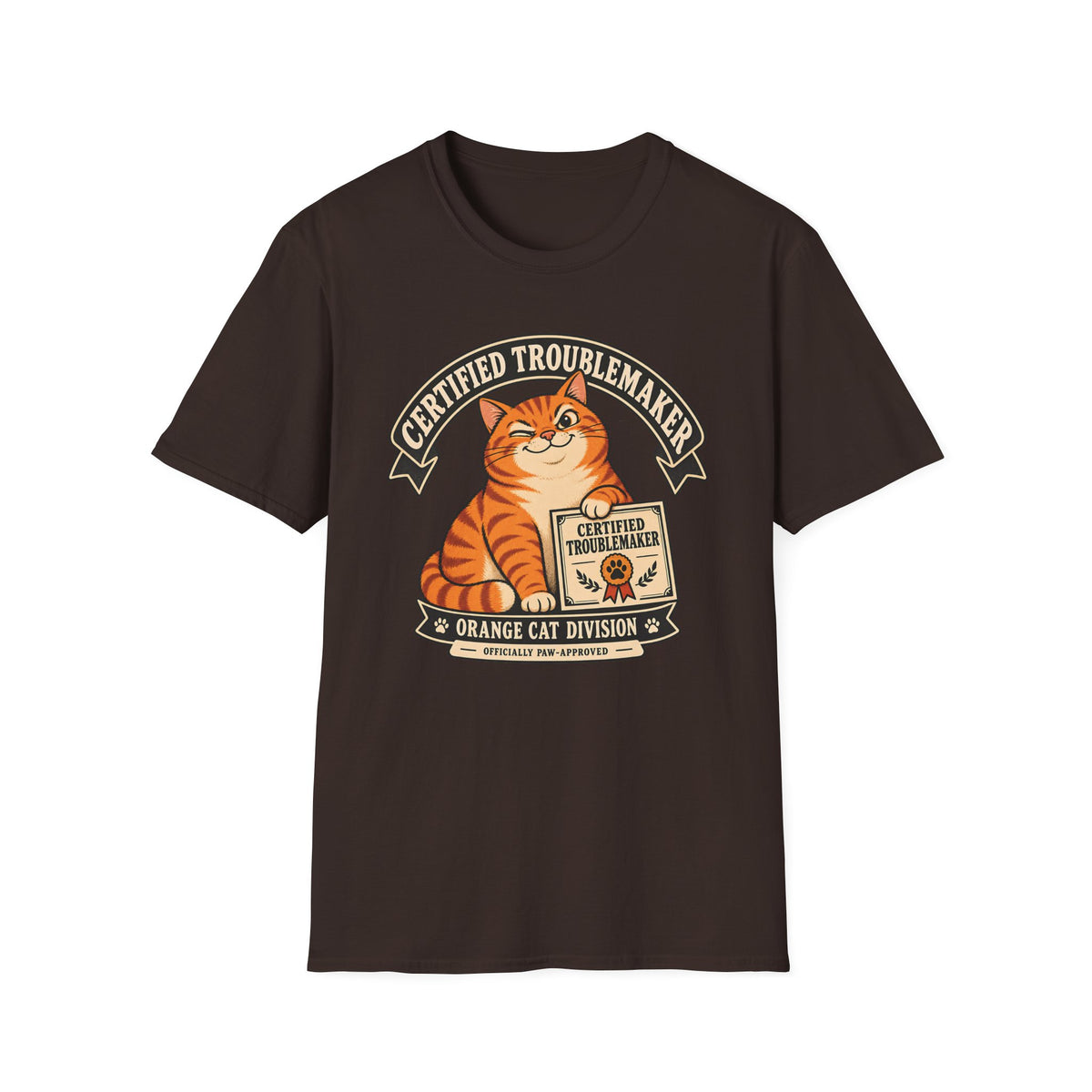 Certified Troublemaker Orange Cat Division T-Shirt