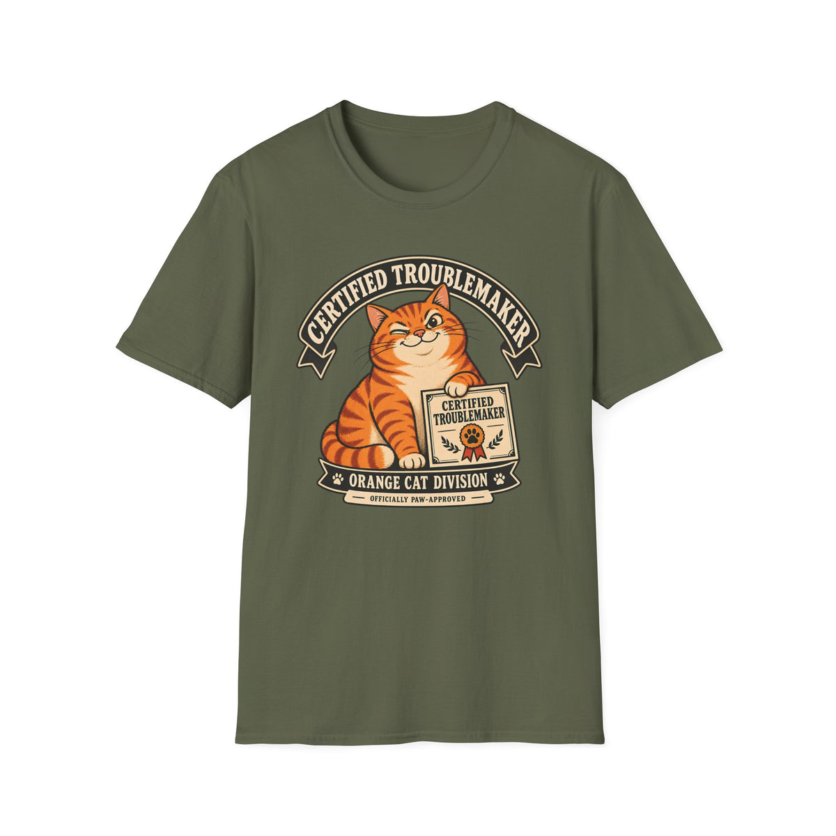 Certified Troublemaker Orange Cat Division T-Shirt