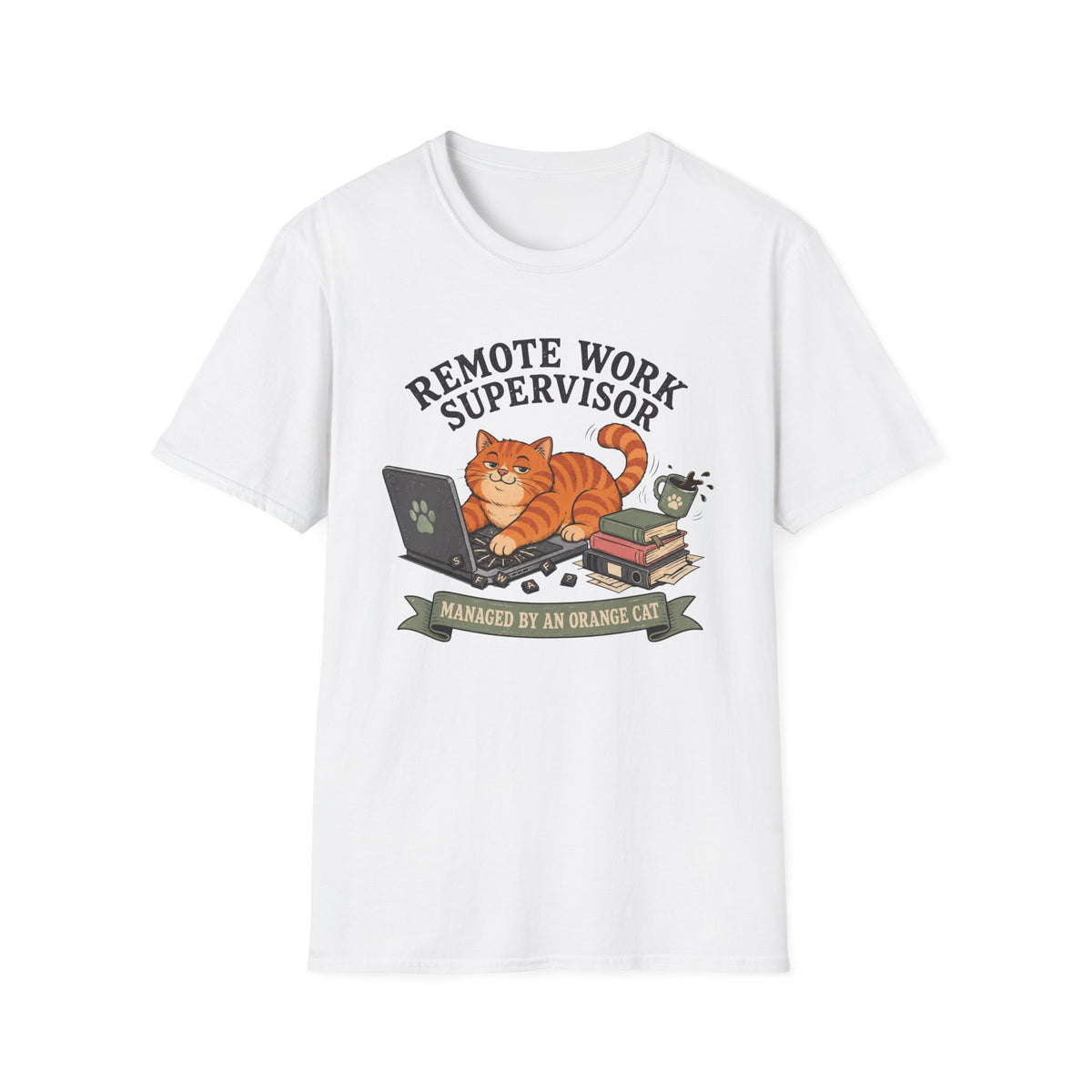 Remote Work Supervisor, Managed By An Orange Cat T-Shirt