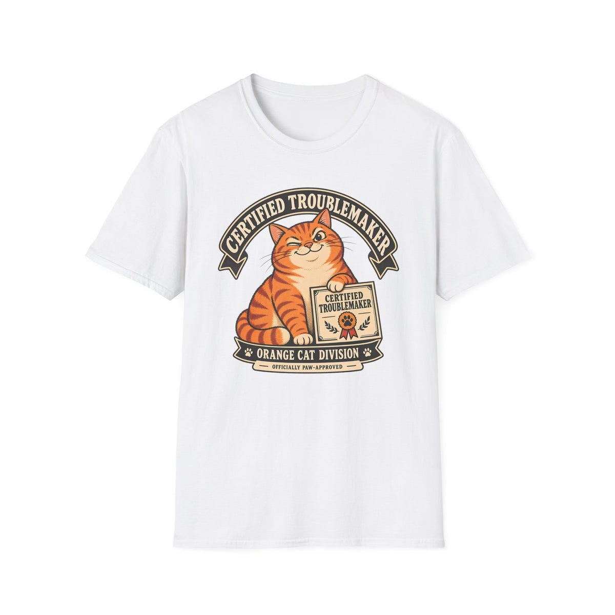Certified Troublemaker Orange Cat Division T-Shirt